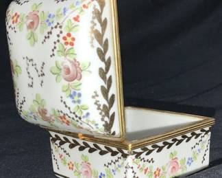 C.P.&Co. Painted Floral Porcelain Pill Box, France
