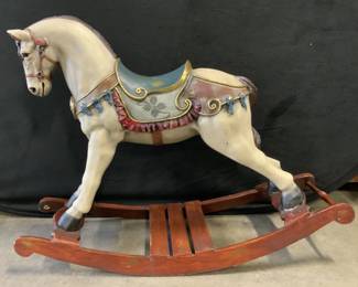 Child Size Antique Painted Rocking Horse, 41 in L
