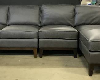 Leather 3 Piece Sectional Charcoal Grey
