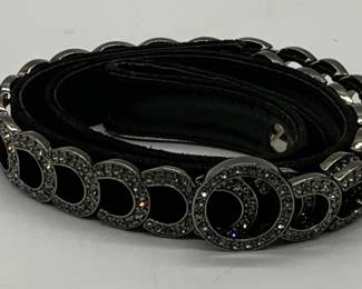 SUZI ROHER Black Suede Crystal Belt
