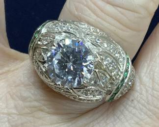 Sterling Silver Ring with Demantoid Garnet
