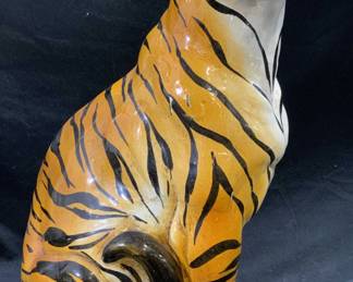 Vintage Porcelain Seated Tiger Statuary 19in
