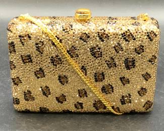 ADRIENNE LANDAU Leopard Crystal Evening Bag
