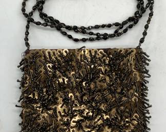 Vintage MOYNA Bronze Tn Beaded Sequin Handbag
