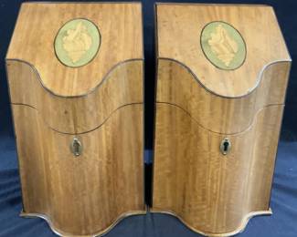 Pr Southampton Sea Shell Inlayed Vtg Knife Cases
