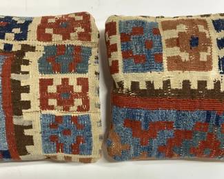 Lot 2 Vintage Handmade Wool Kilim Pillows

