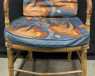 Vintage Bamboo Chair W/ Rush Seat & Cushions
