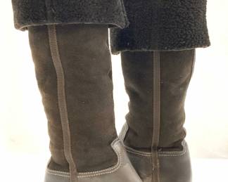 PRADA Italy Leather & Suede Shearling Winter Boots
