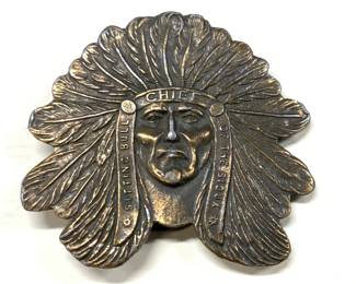 Vtg Tiffany Studio Chief Sitting Bull Brass Buckle
