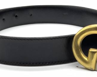 Vintage GUCCI GG Brass & Steel Buckle Leather Belt
