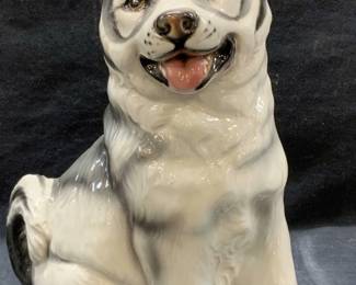 Porcelain HUSKY Dog Statue, Made in Italy
