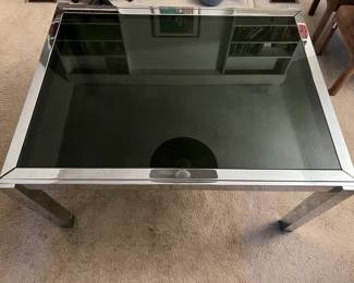 MILO BAUGHMAN DIA MCM Sliding Chrome & Glass Table
