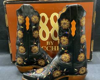 Lucchese 1883 Black Leather Cowboy Boots
