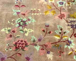 Vintage Handmade Chinese Art Deco Wool Pile Rug
