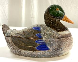 BORDALLO PINHEIRO Vtg Mallard Soup Tureen & Ladle
