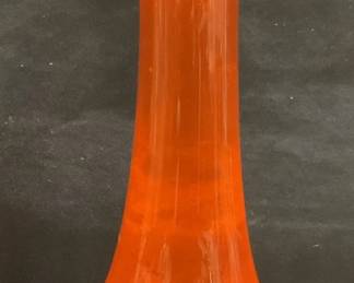 Mid Century Modern Orange Swung Glass Vase 19.5in
