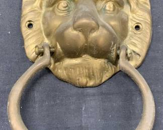 Vintage Cast Brass Lion Head Door Knocker
