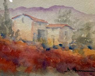 Signed Watercolor Landscape Painting
