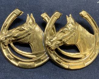 Vintage Gold Tone Equestrian Horse Brooch
