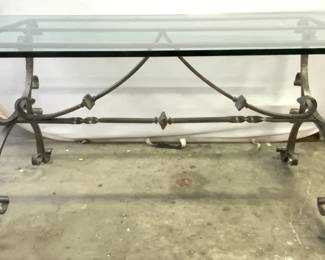 Iron Base Glass Top Dining Table
