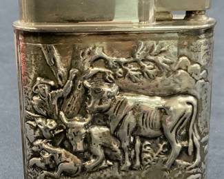 Vtg Stamped Sterling Silver Dutch Lighter W Cows
