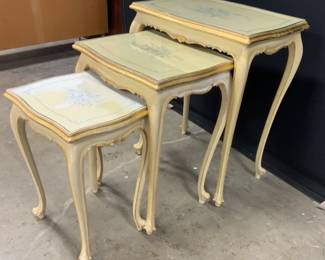 Set 3 Vintage Painted Wood Nesting Tables
