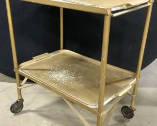 Vintage Gilt Metal 2 Tier Tea Cart
