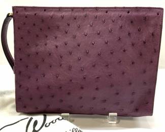 ARTBAG Purple Ostrich Clutch Bag w Wristlet, NY
