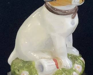 Porcelain & Enamel Jack Russel Pill Box HD England
