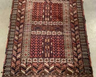 Vintage Handmade Turkmen Area Rug
