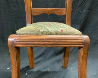 Vintage Wood Childrens Side Chair w Pewter Ram Head
