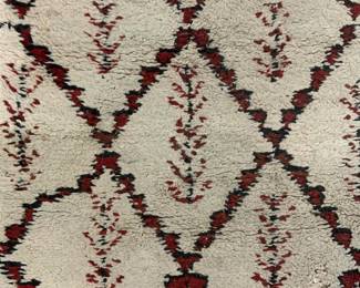 Vintage Handmade Moroccan Fringed Wool Rug
