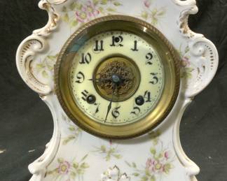 SILESIAN Baroque Porcelain Mantel Clock GERMANY
