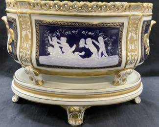 Pate sur Pate Porcelain Footed Planter W Base
