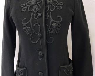 Vintage HANAE MORI Crewel Applique & Wool Winter Coat
