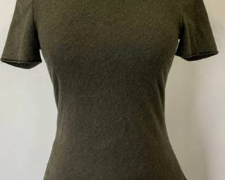 Prada Dark Green Wool Short Sleeve Top Italy

