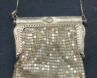 Monet Vtg Silver Plate Mesh Coin Purse Necklace
