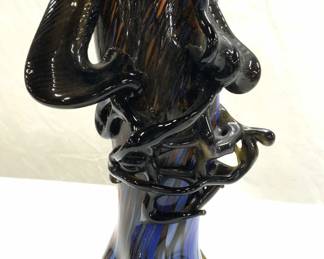 Mid Century Hand Blown Sculptural Art Glass Vase
