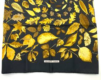 Hermes Paris Gold Leaf Hand Rolled Silk Scarf,
