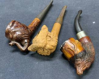 Lot 3 RP Elephant Pipe, Owl Pipe, Stag Pipe

