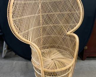 Vintage Mid Century Rattan Peacock Chair
