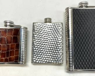 Lot 3 Metal Hip Flasks, Sheffield England Pewter +

