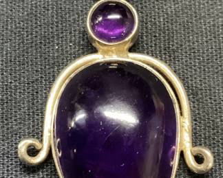 Vintage Sterling Silver & Amethyst Pendant
