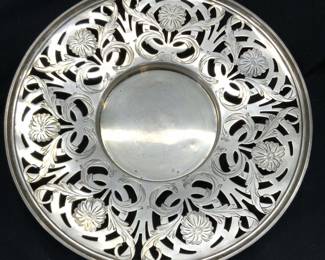 Sterling Silver Art Nouveau Floral Pierced Tray
