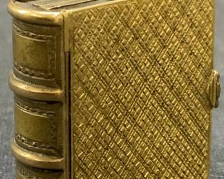 Antique Victorian Gold Book Locket Pendant
