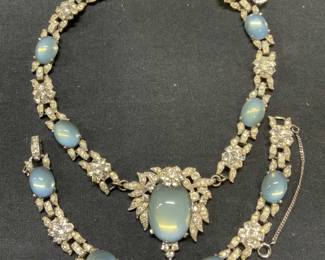 Lot 2 JOMAZ Silver Tone Blue Crystal Jewelry Set

