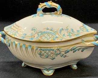 Antique MINTONS Lidded Gilt Porcelain Bowl
