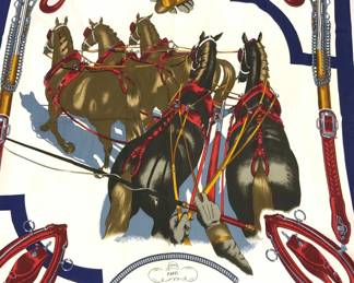 Hermes Paris Attelage en Arbalet Silk Scarf

