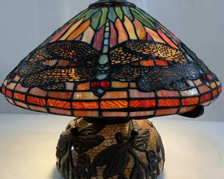 Tiffany Style Slag Glass Dragonfly Lamp
