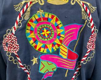 HERMES PARIS Linen Jacket w Nautical Applique
